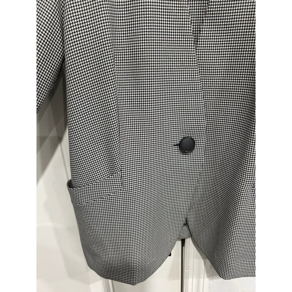 Vintage Troyne Houndstooth Pattern Blazer Black White Single Button Size Medium - Picture 4 of 8
